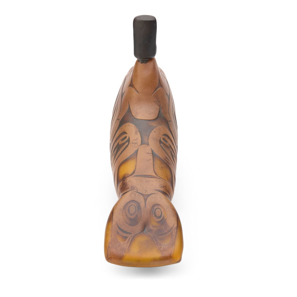 PRESTON SINGLETARY (BORN 1963) WHALE RIDER Washington, 2011, blown and sand-carved glass, signed... - 2