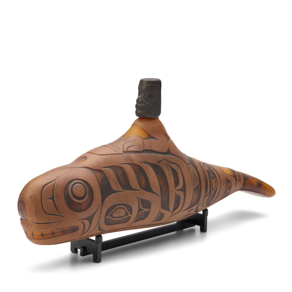 PRESTON SINGLETARY (BORN 1963) WHALE RIDER Washington, 2011, blown and sand-carved glass, signed... - 3