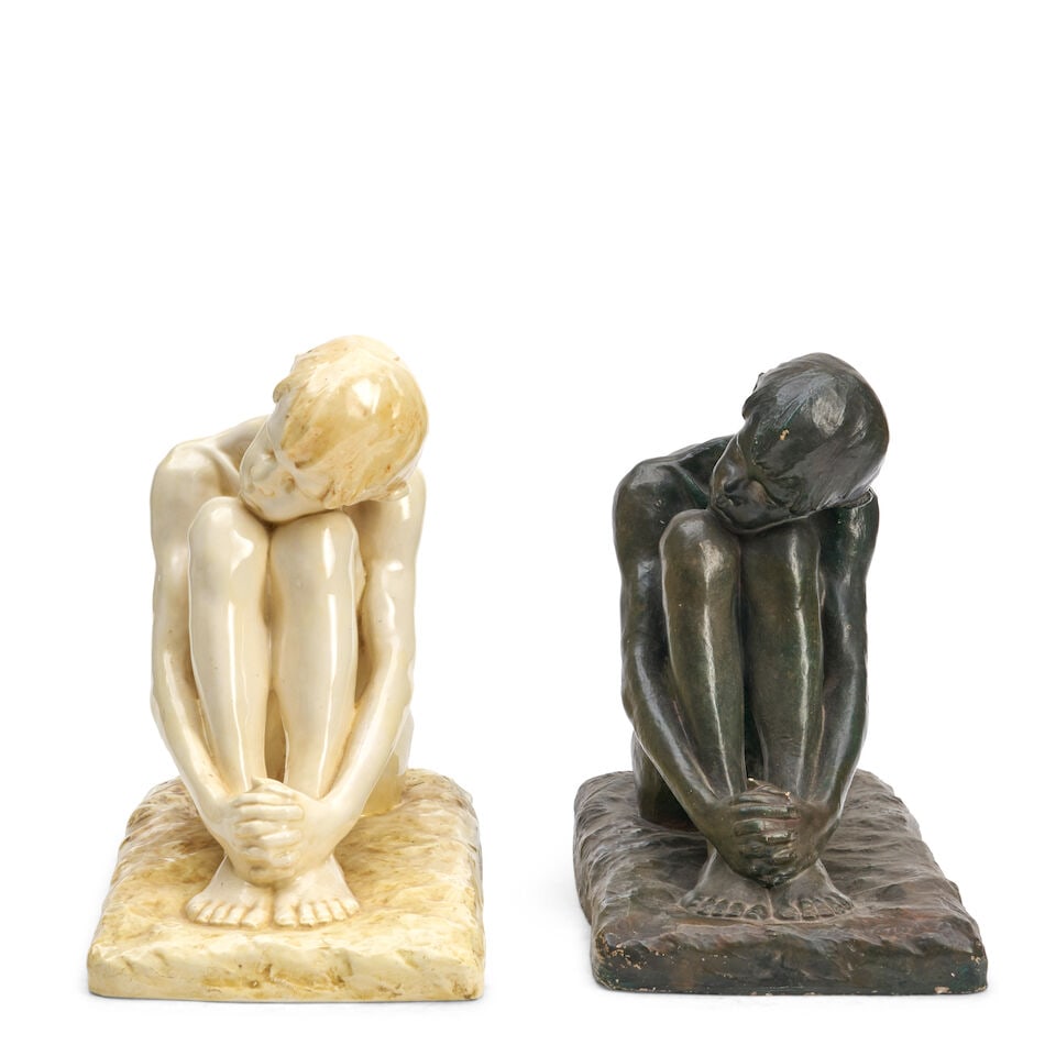 AUGUSTE FALISE (1875-1936) FOR HAGA FIGURE OF A BOY WITH THE PLASTER MAQUETTE The Netherlands, 1... - 2