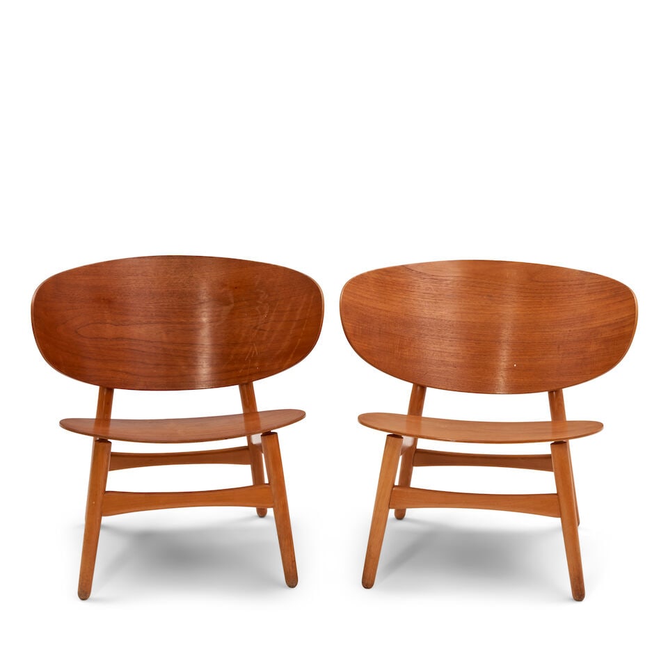 PAIR OF HANS J. WEGNER (1914-2007) FOR FRITZ HANSEN MODEL FH1936 'SHELL' CHAIRS Denmark, designe... - 2