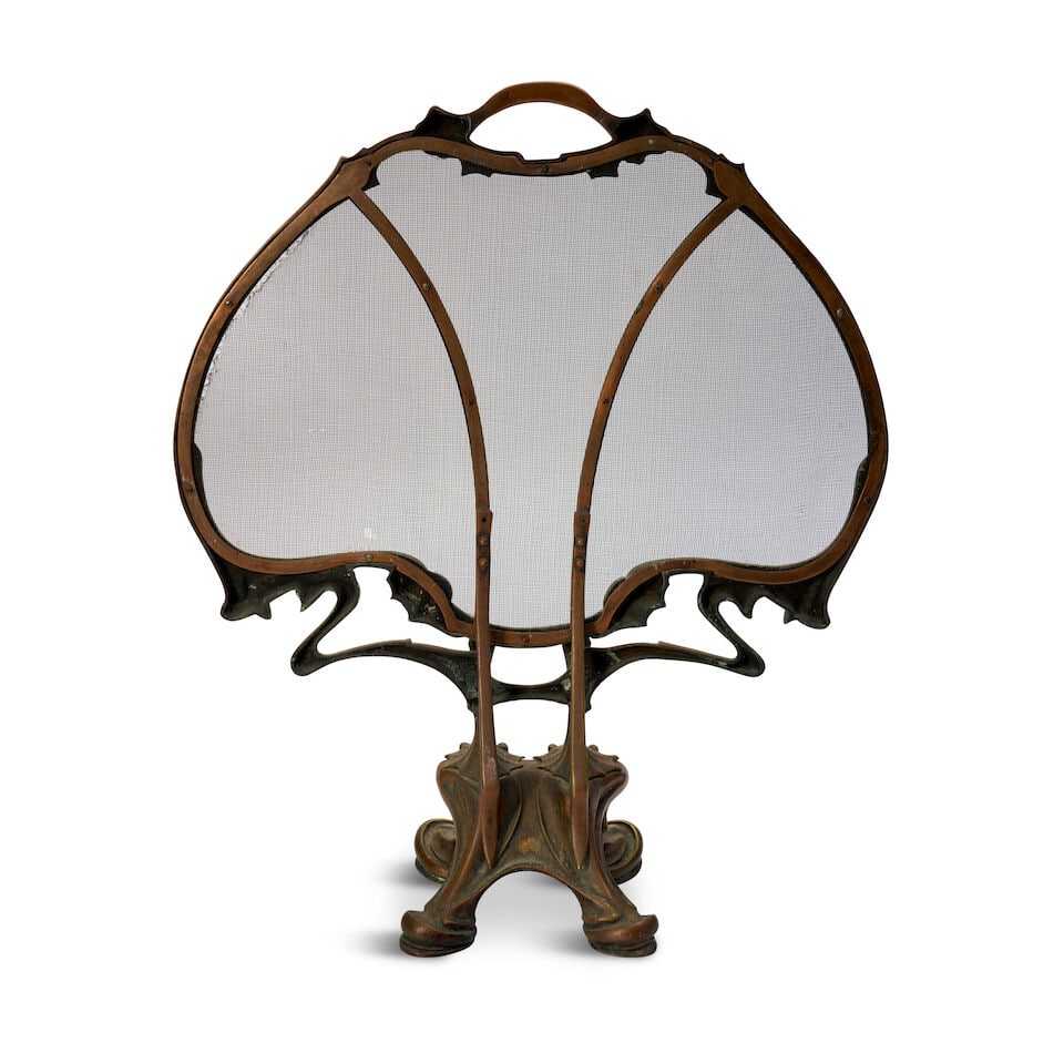 JOSEPH EDMOND LOUIS DUTHOIT (1868-1931) ART NOUVEAU FIRE SCREEN France, circa 1904, patinated br... - 2