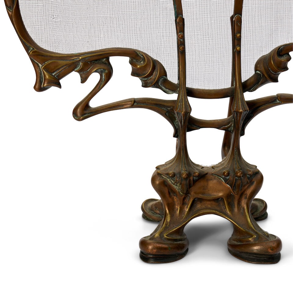 JOSEPH EDMOND LOUIS DUTHOIT (1868-1931) ART NOUVEAU FIRE SCREEN France, circa 1904, patinated br... - 3