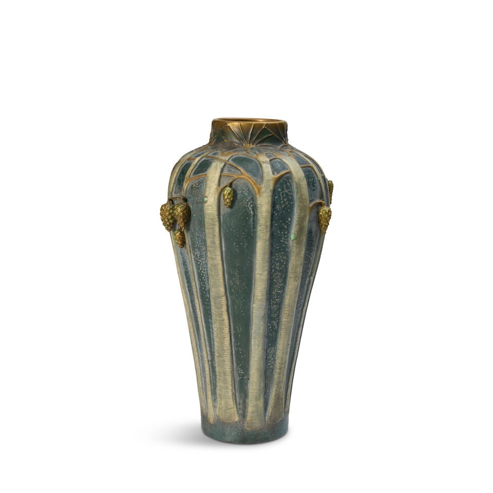 PAUL DACHSEL KUNSTKERAMIK AMPHORA VASE Czech Republic, circa 1908, molded, glazed, and applied c... - 4