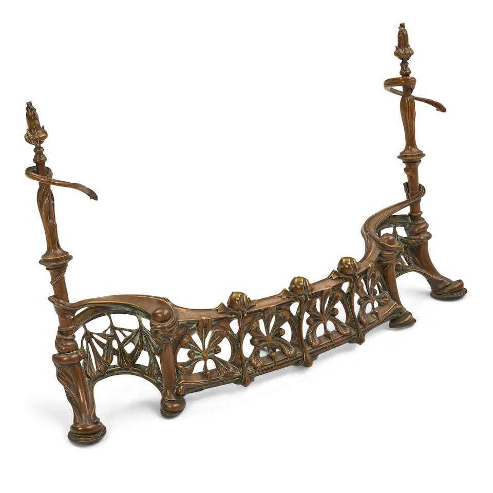 JOSEPH EDMOND LOUIS DUTHOIT (1868-1931) ART NOUVEAU FIREPLACE FENDER France, circa 1904, patinat... - 3