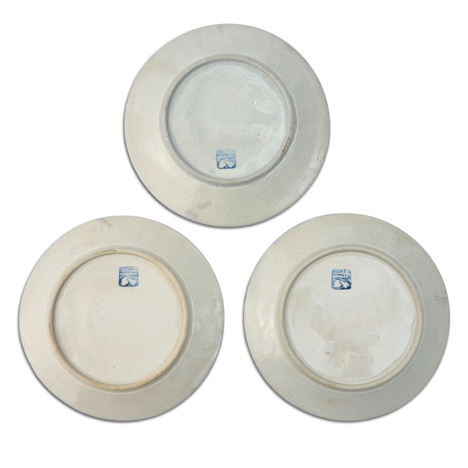 THREE DEDHAM POTTERY 'LOBSTER' AND 'CRAB' PATTERN PLATES Dedham, Massachusetts, 1896-1927, two p... - 3