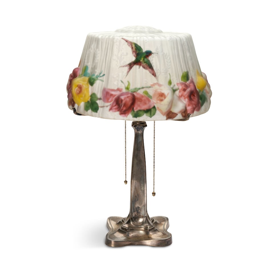 PAIRPOINT 'PUFFY SHADE' TABLE LAMP New Bedford, Massachusetts, circa 1915, reverse-painted glass... (1 of 6)