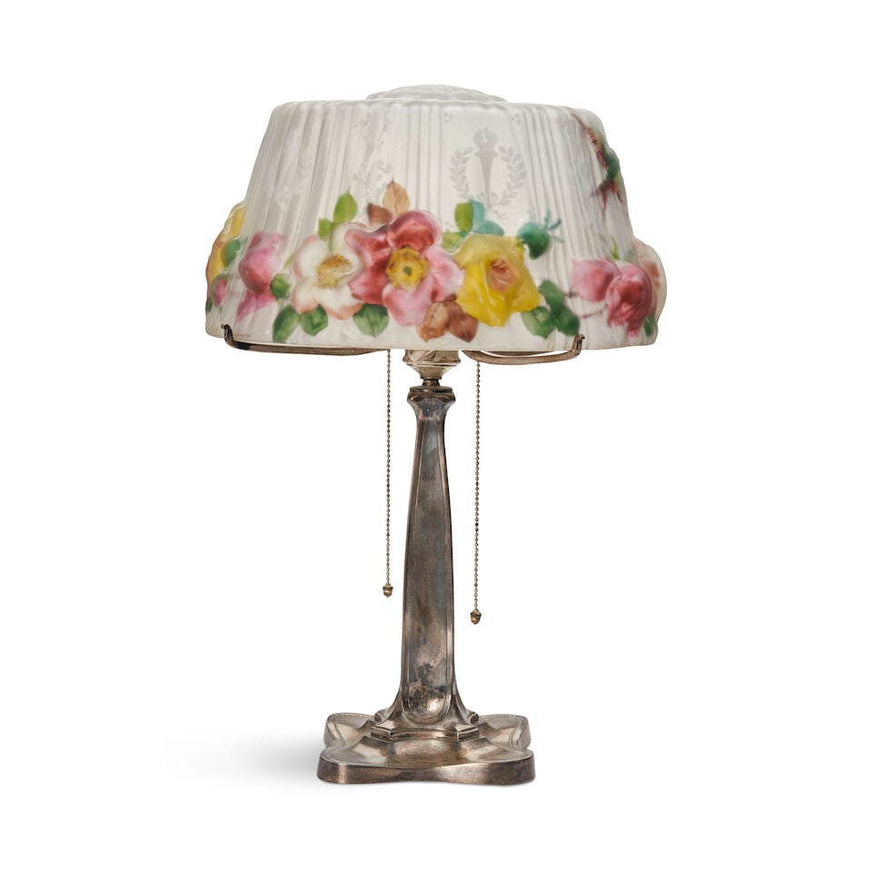 PAIRPOINT 'PUFFY SHADE' TABLE LAMP New Bedford, Massachusetts, circa 1915, reverse-painted glass... - 5