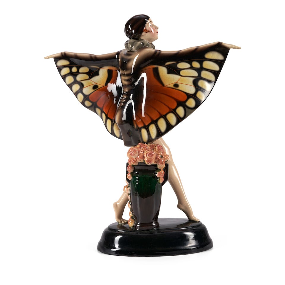 JOSEF LORENZL (1892-1950) FOR GOLDSCHEIDER 'BUTTERFLY DANCER' Vienna, Austria, circa 1925, polyc... - 3