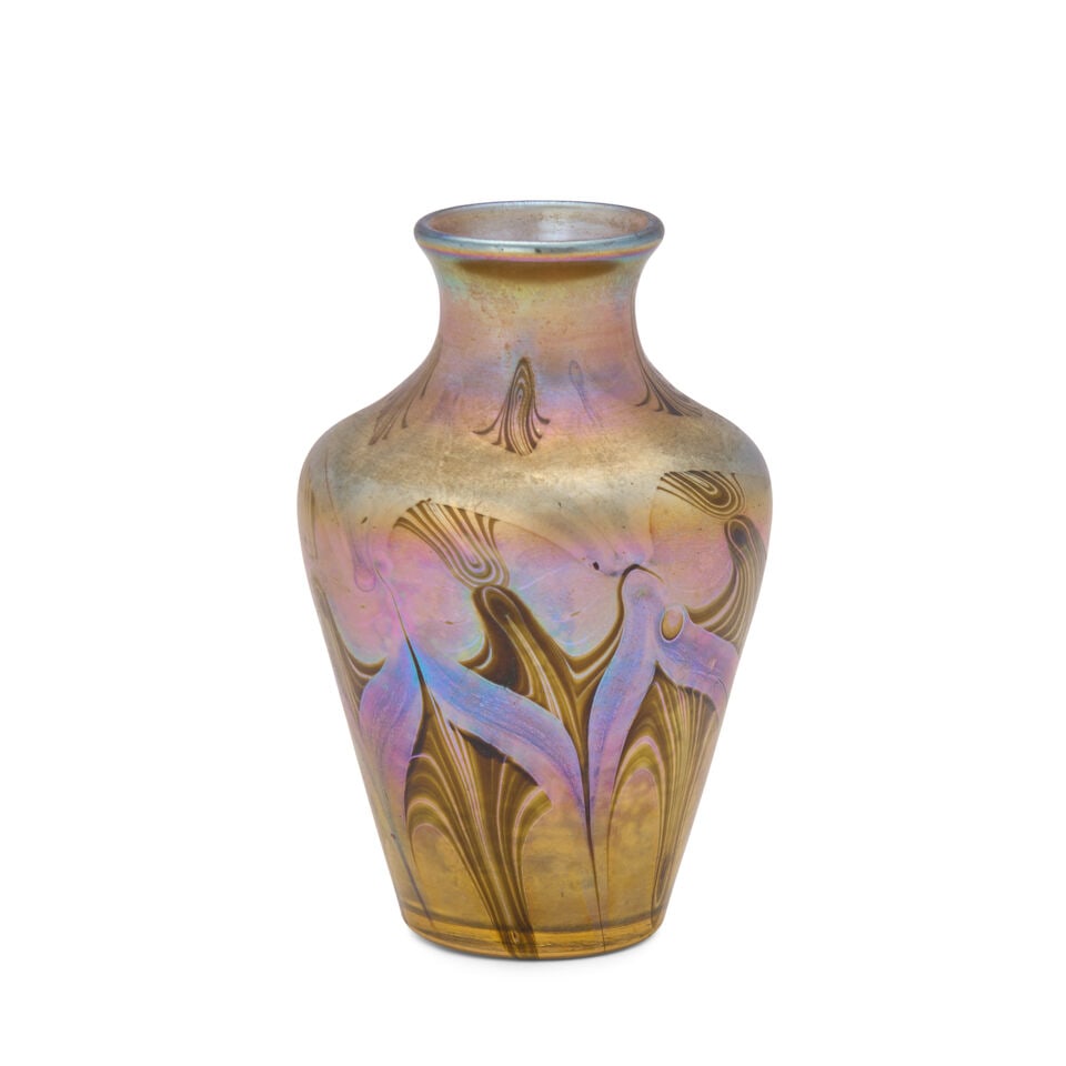 TIFFANY STUDIOS FAVRILE GLASS VASE New York, New York, early 20th century, blown glass with styl... (1 of 5)