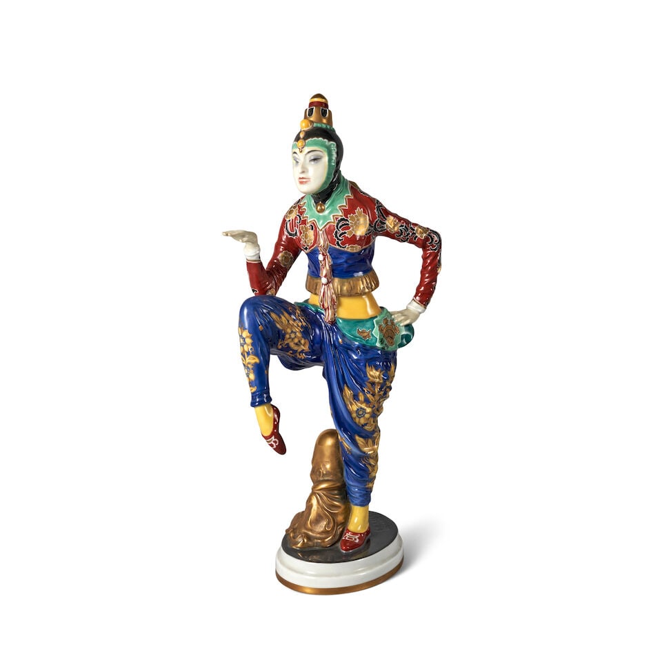 CONSTANTIN HOLZER-DEFANTI (1881-1951) FOR ROSENTHAL 'KOREAN DANCER' Germany, designed 1919, pain... (1 of 3)