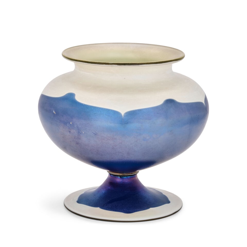 VICTOR DURAND (1870-1931) FOOTED BOWL Millville, New Jersey, circa 1925, pulled decoration, poli...: VICTOR DURAND (1870-1931) FOOTED BOWL Millville, New Jersey, circa 1925, pulled decoration, polished pontil, unmarked, ht. 6 3/4, dia. 7 in. For further information on this lot please visit Bonhams.co