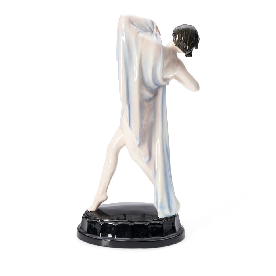 JOSEF LORENZL (1892-1950) FOR KERAMOS ART DECO DANCER Vienna, Austria, circa 1925, polychrome gl... - 4