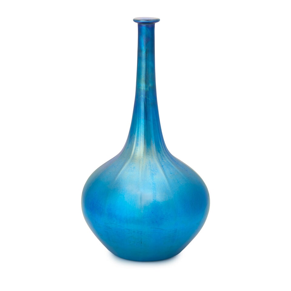 VICTOR DURAND JR. (1870-1931) LUSTRE WARE VASE Millville, New Jersey, circa 1925, blown glass, u...: VICTOR DURAND JR. (1870-1931) LUSTRE WARE VASE Millville, New Jersey, circa 1925, blown glass, unmarked, ht. 15 1/2 in. For further information on this lot please visit Bonhams.com For further informa