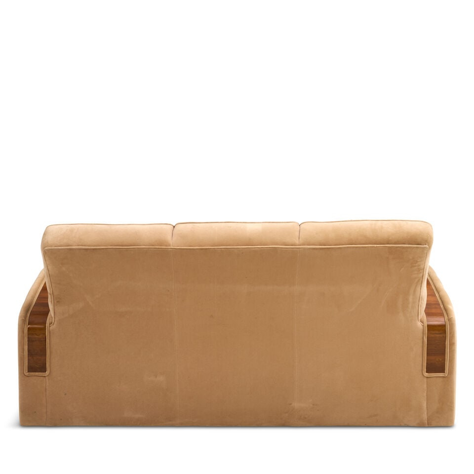 FIVE-PIECE ART DECO SEATING SUITE probably United States, circa 1940, walnut veneer, upholstery,... - 5