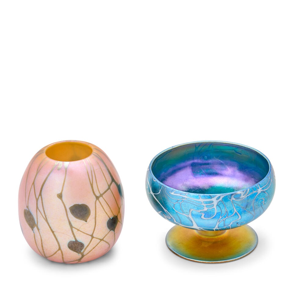 TWO VICTOR DURAND JR. (1870-1931) LUSTRE WARE VASES Millville, New Jersey, circa 1925, blown gla... - 3