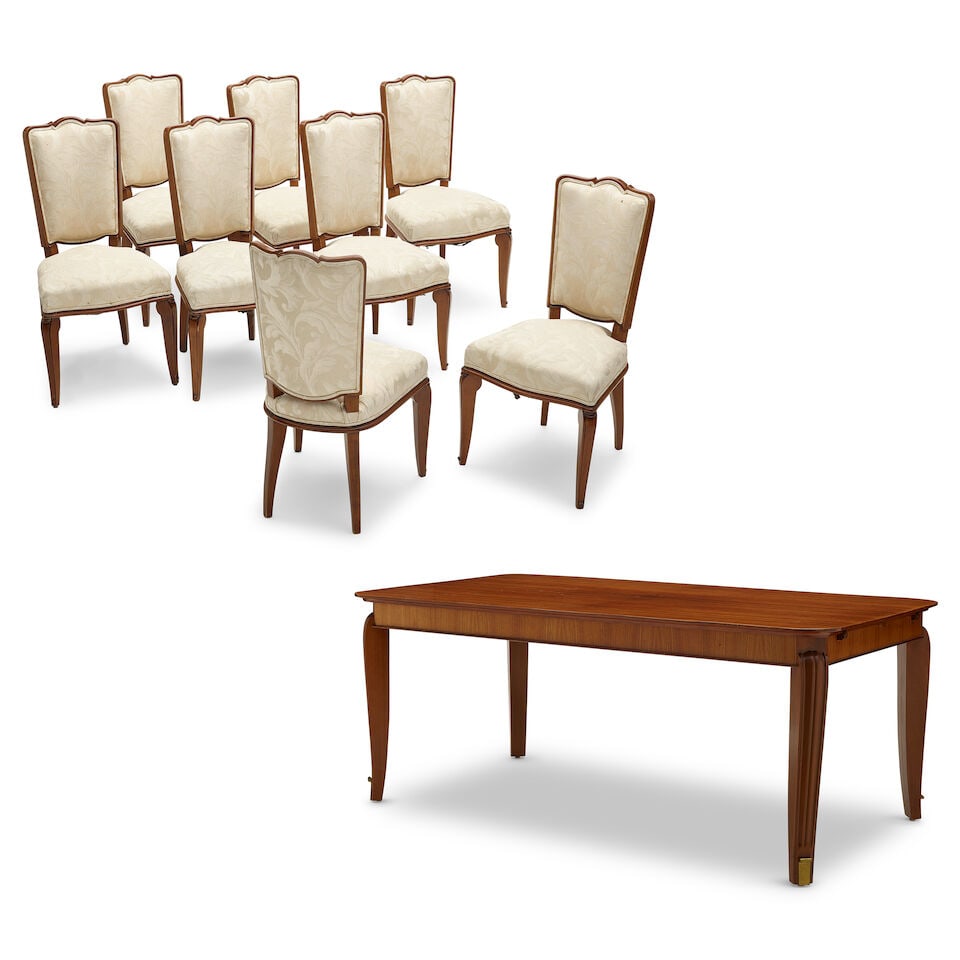 ANDRÉ ARBUS (1903-1969) DINING SUITE France, circa 1938, rosewood, mahogany, brass, upholst... - 6