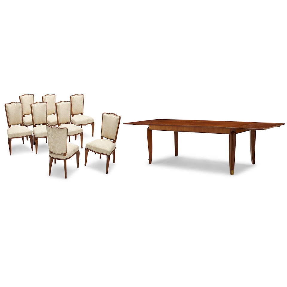 ANDRÉ ARBUS (1903-1969) DINING SUITE France, circa 1938, rosewood, mahogany, brass, upholst... - 7