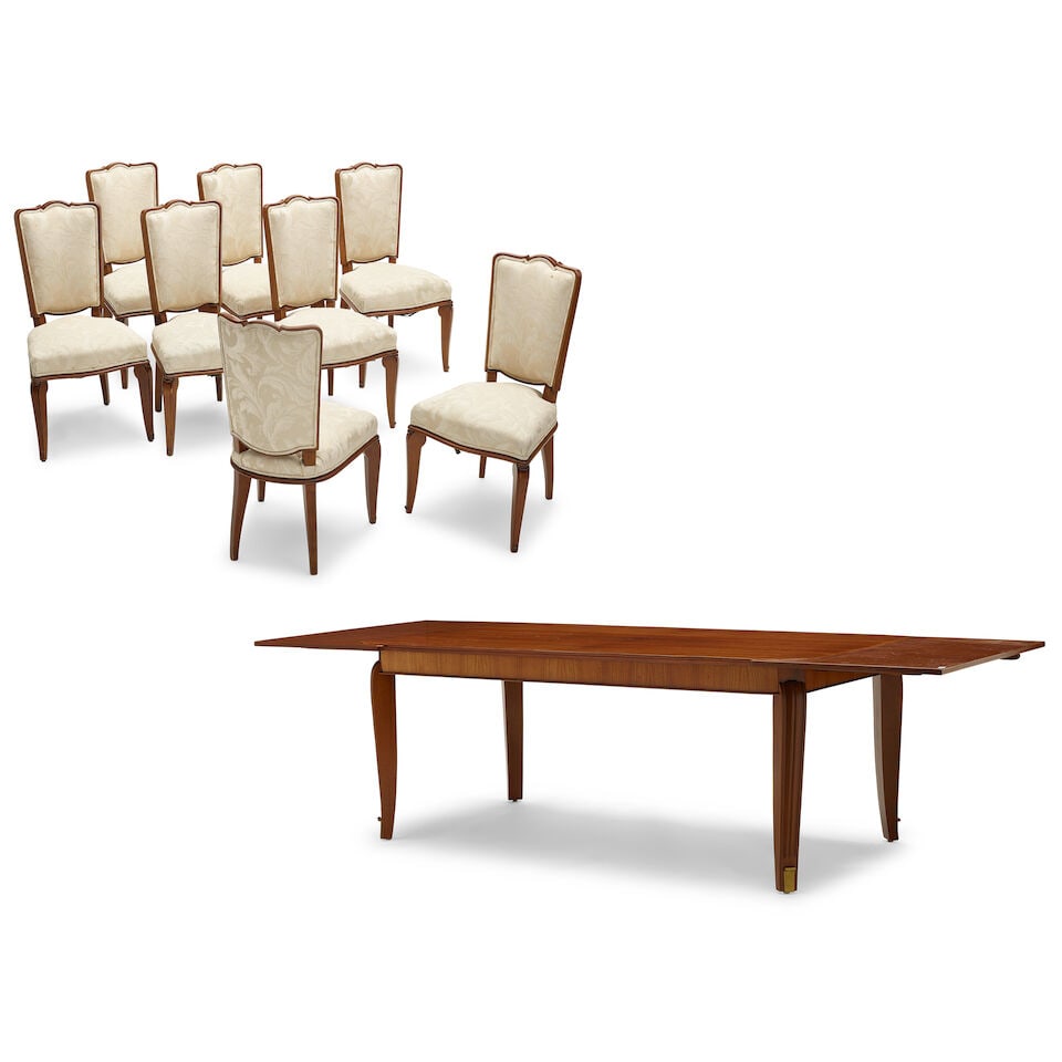 ANDRÉ ARBUS (1903-1969) DINING SUITE France, circa 1938, rosewood, mahogany, brass, upholst... - 8
