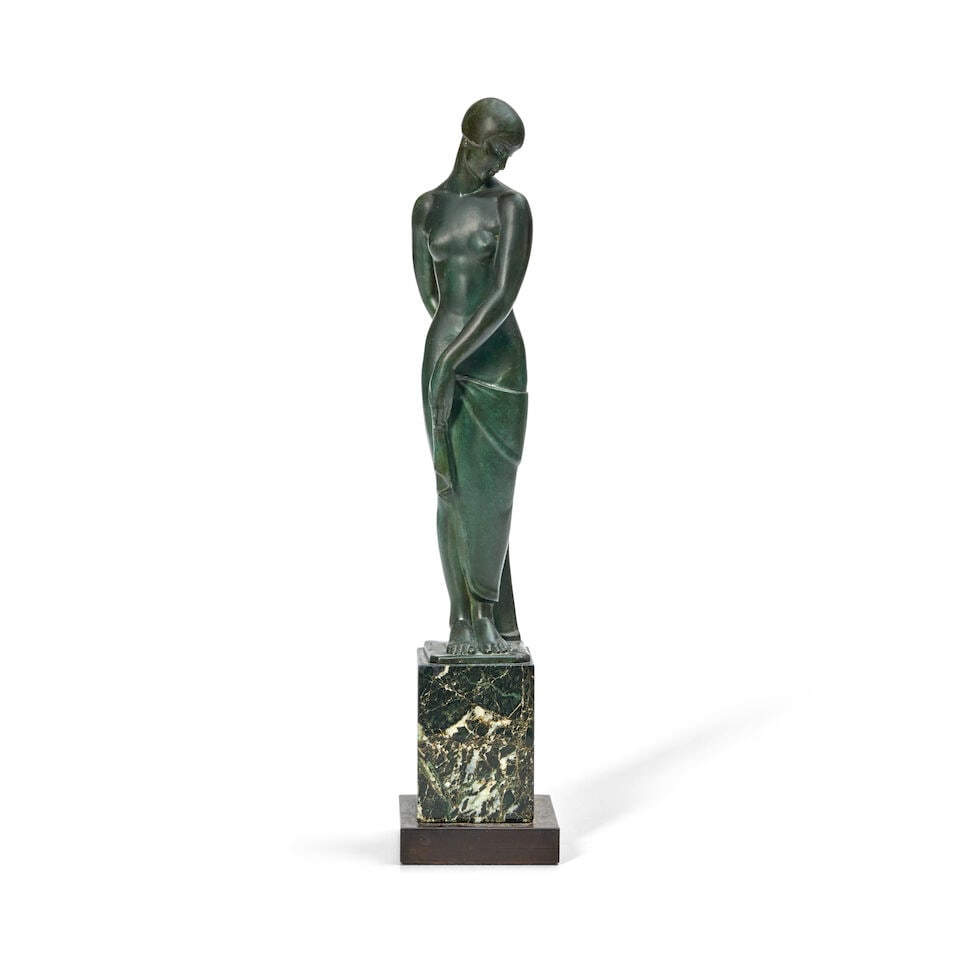 PIERRE LE FAGUAYS (1892-1962) 'ONDINE' SCULPTURE France, designed circa 1925, patinated metal, m... (1 of 4)