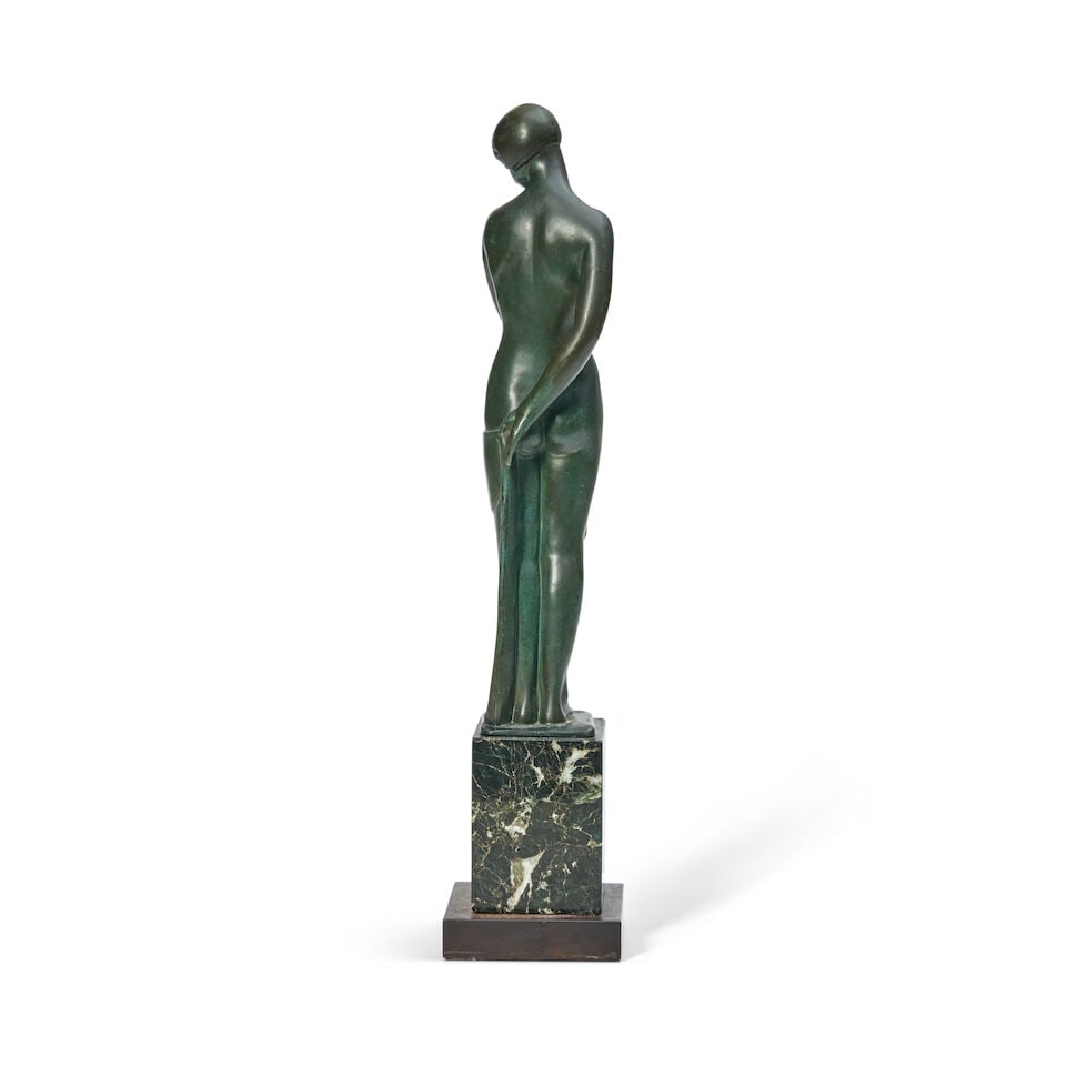 PIERRE LE FAGUAYS (1892-1962) 'ONDINE' SCULPTURE France, designed circa 1925, patinated metal, m... - 3
