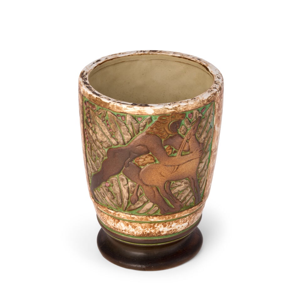 GASTON GOOR (1902-1977) FOR MOUGIN 'LES HEROS GRECS' VASE Nancy, France, circa 1930, glazed and ... - 3