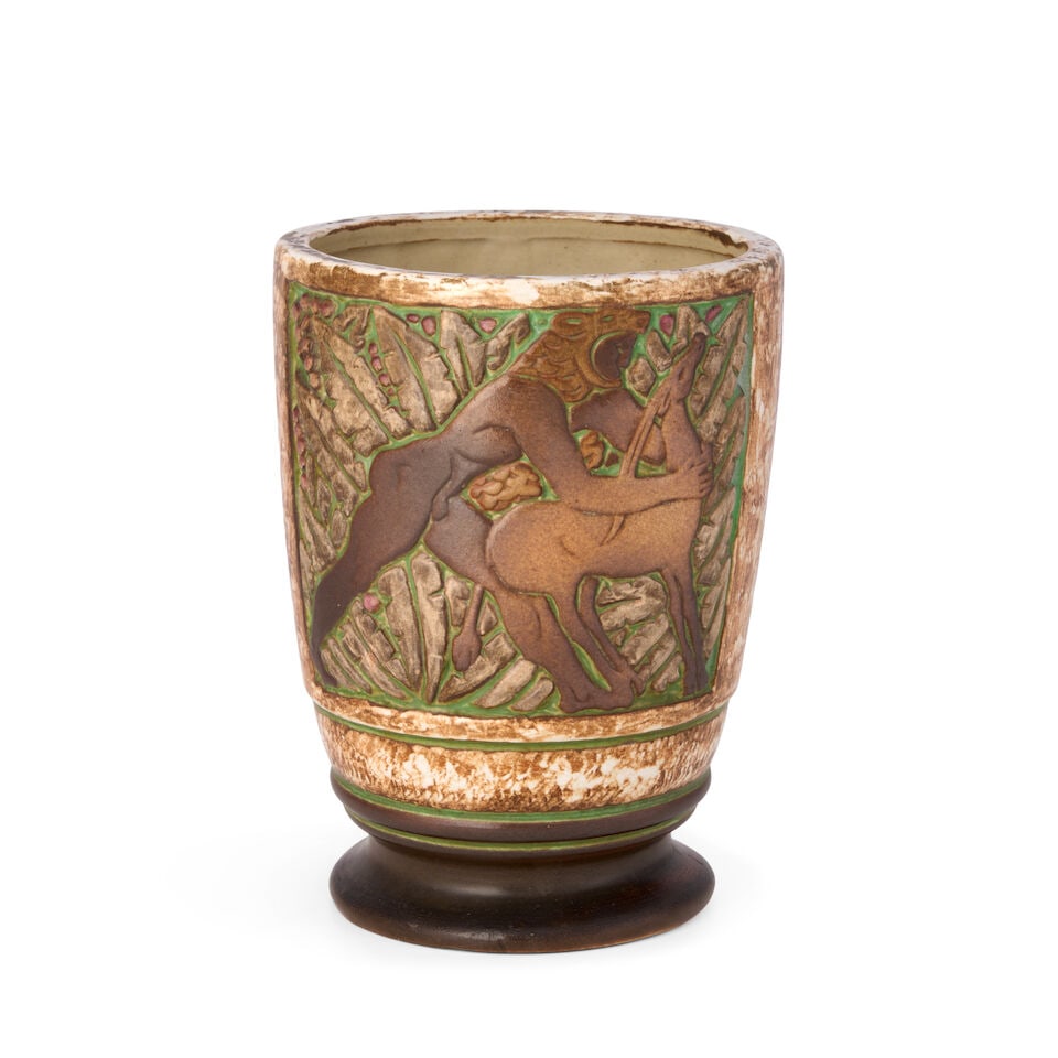 GASTON GOOR (1902-1977) FOR MOUGIN 'LES HEROS GRECS' VASE Nancy, France, circa 1930, glazed and ... - 4