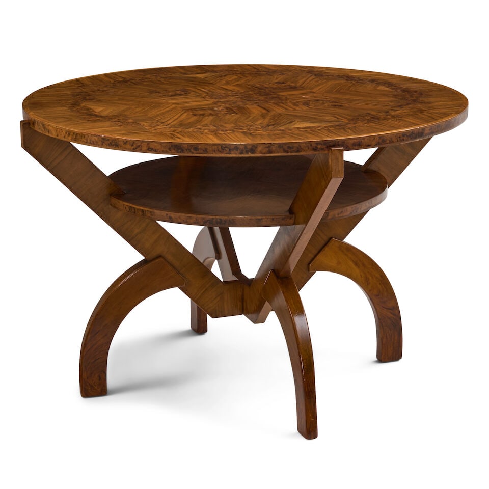 FRENCH ART DECO MARQUETRY CENTER TABLE circa 1940, walnut, walnut veneer, burlwood and other ven... - 3