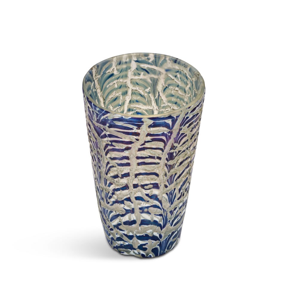 VICTOR DURAND JR. (1870-1931) 'MOORISH CRACKLE' VASE Millville, New Jersey, circa 1925, blown gl... - 3