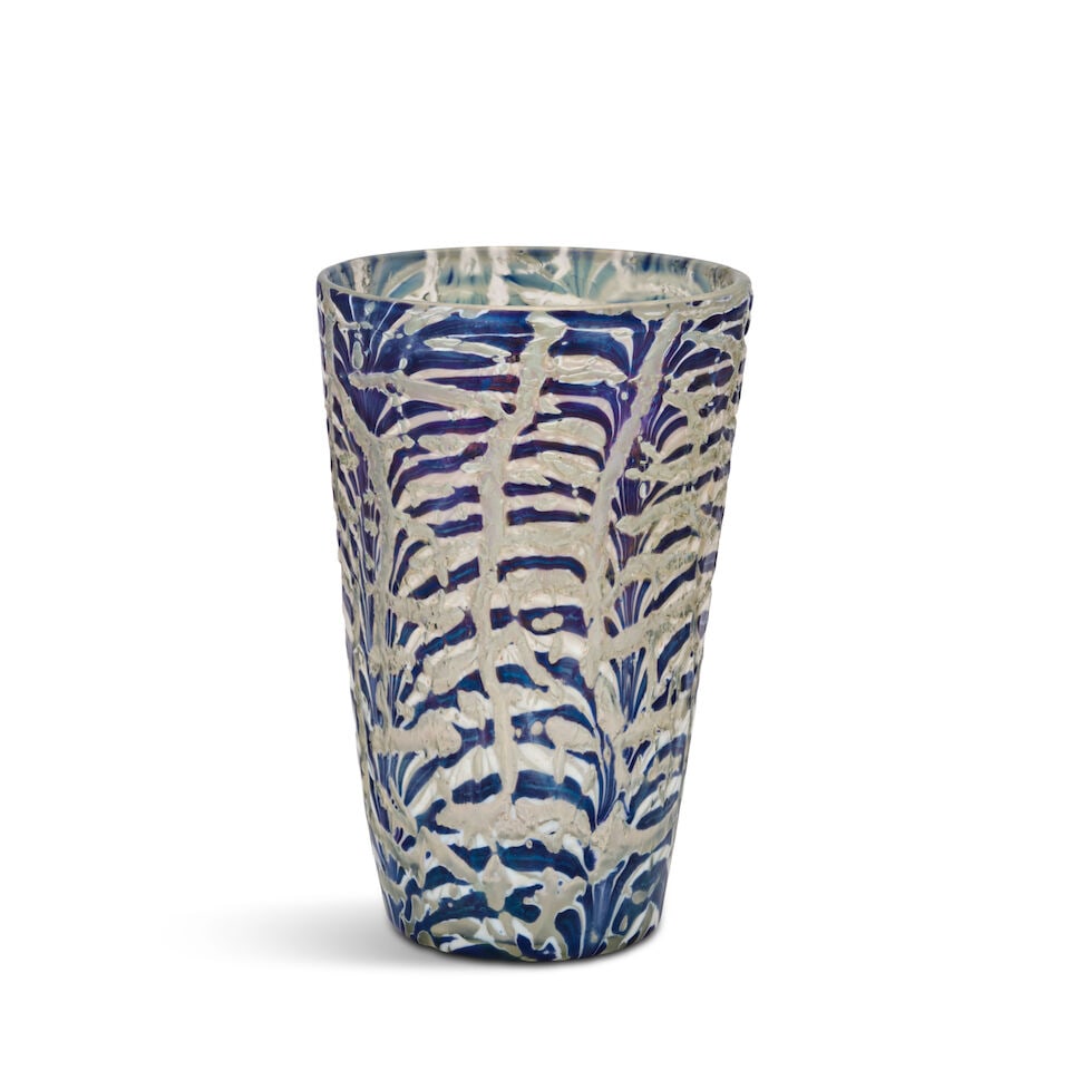 VICTOR DURAND JR. (1870-1931) 'MOORISH CRACKLE' VASE Millville, New Jersey, circa 1925, blown gl... - 4