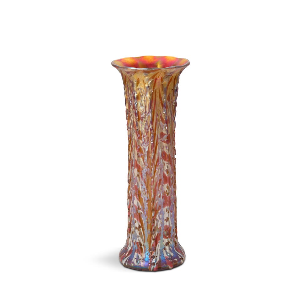 VICTOR DURAND JR. (1870-1931) 'MOORISH CRACKLE' VASE Millville, New Jersey, circa 1925, blown gl...: VICTOR DURAND JR. (1870-1931) 'MOORISH CRACKLE' VASE Millville, New Jersey, circa 1925, blown glass, unmarked, ht. 12 5/8 in. For further information on this lot please visit Bonhams.com For further i