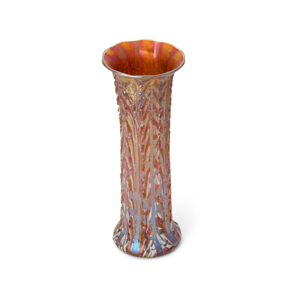 VICTOR DURAND JR. (1870-1931) 'MOORISH CRACKLE' VASE Millville, New Jersey, circa 1925, blown gl... - 3