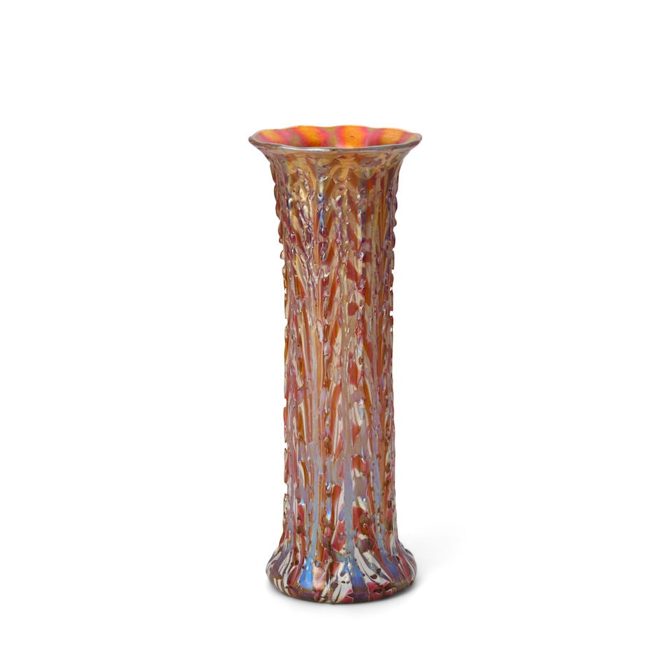 VICTOR DURAND JR. (1870-1931) 'MOORISH CRACKLE' VASE Millville, New Jersey, circa 1925, blown gl... - 4
