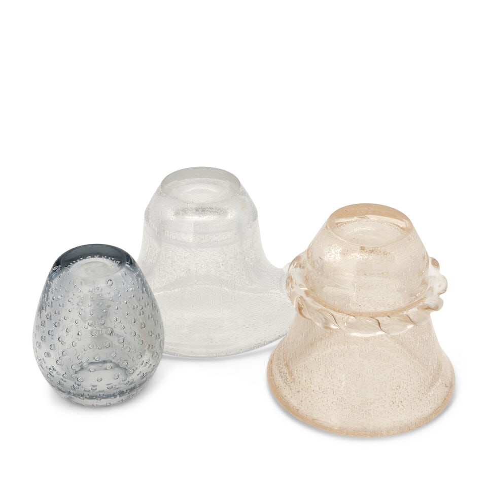 THREE DAUM ART DECO VASES Nancy, France, circa 1928, bubble and controlled bubble glass, incised... - 2