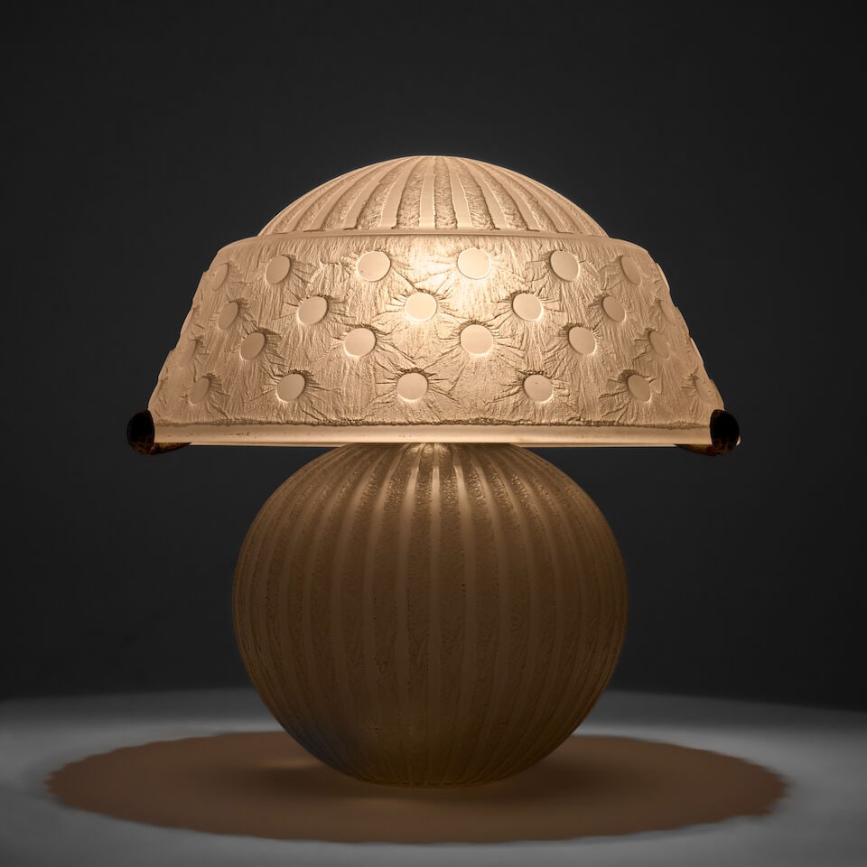 DAUM NANCY ART DECO TABLE LAMP Nancy, France, circa 1925, acid-etched glass, shade and base both... - 3