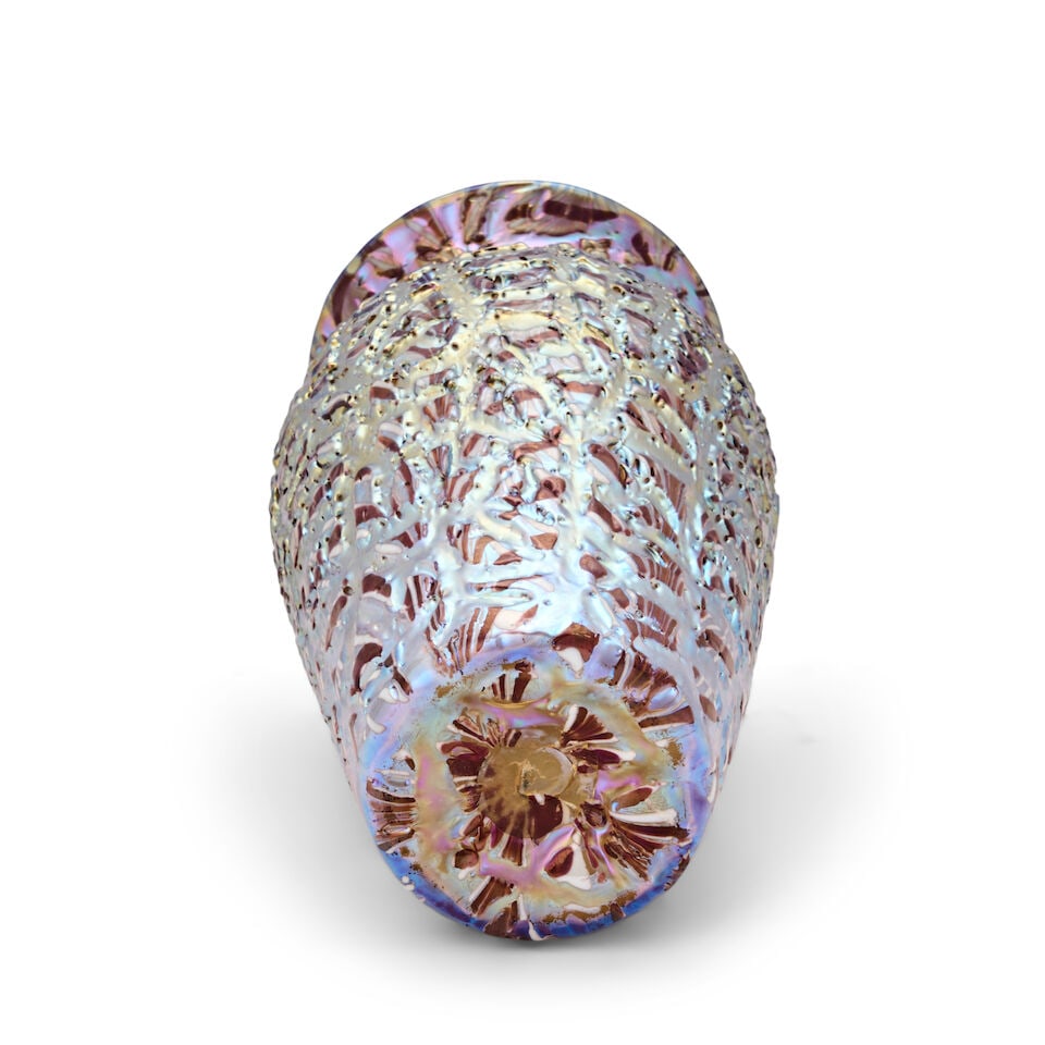 VICTOR DURAND (1870-1931) 'MOORISH CRACKLE' VASE Millville, New Jersey, circa 1925, blown glass,... - 2