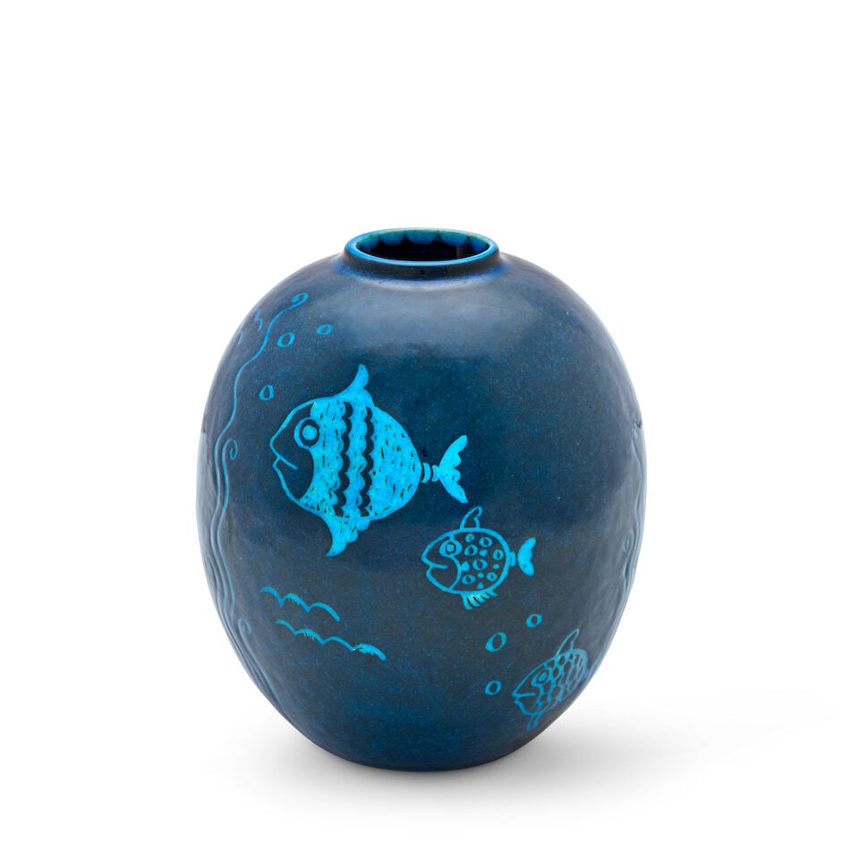 VIKTOR SCHRECKENGOST (1906-2008) FOR COWAN POTTERY VASE WITH FISH Rocky River, Ohio, circa 1931,... - 4