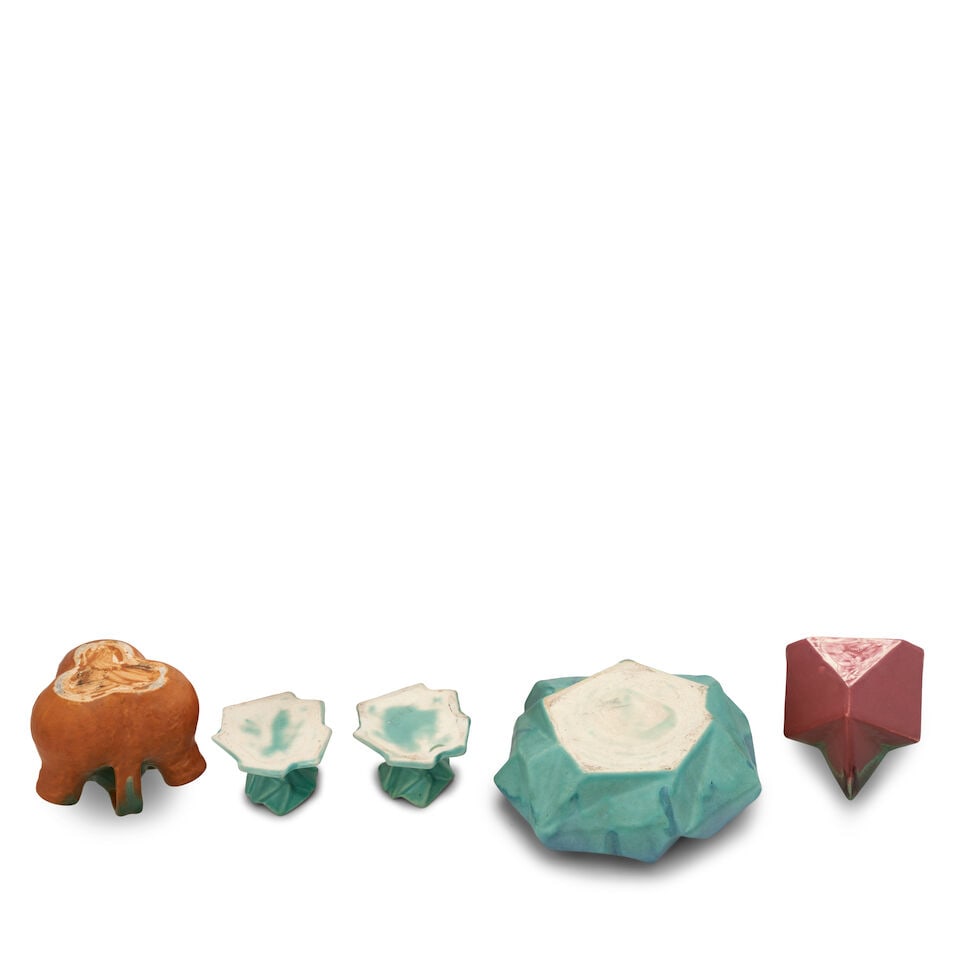 FIVE REUBEN HALEY (1872-1933) FOR MUNCIE POTTERY 'RUBA ROMBIC' AND 'AORTA' TABLE ITEMS Muncie, I... - 2
