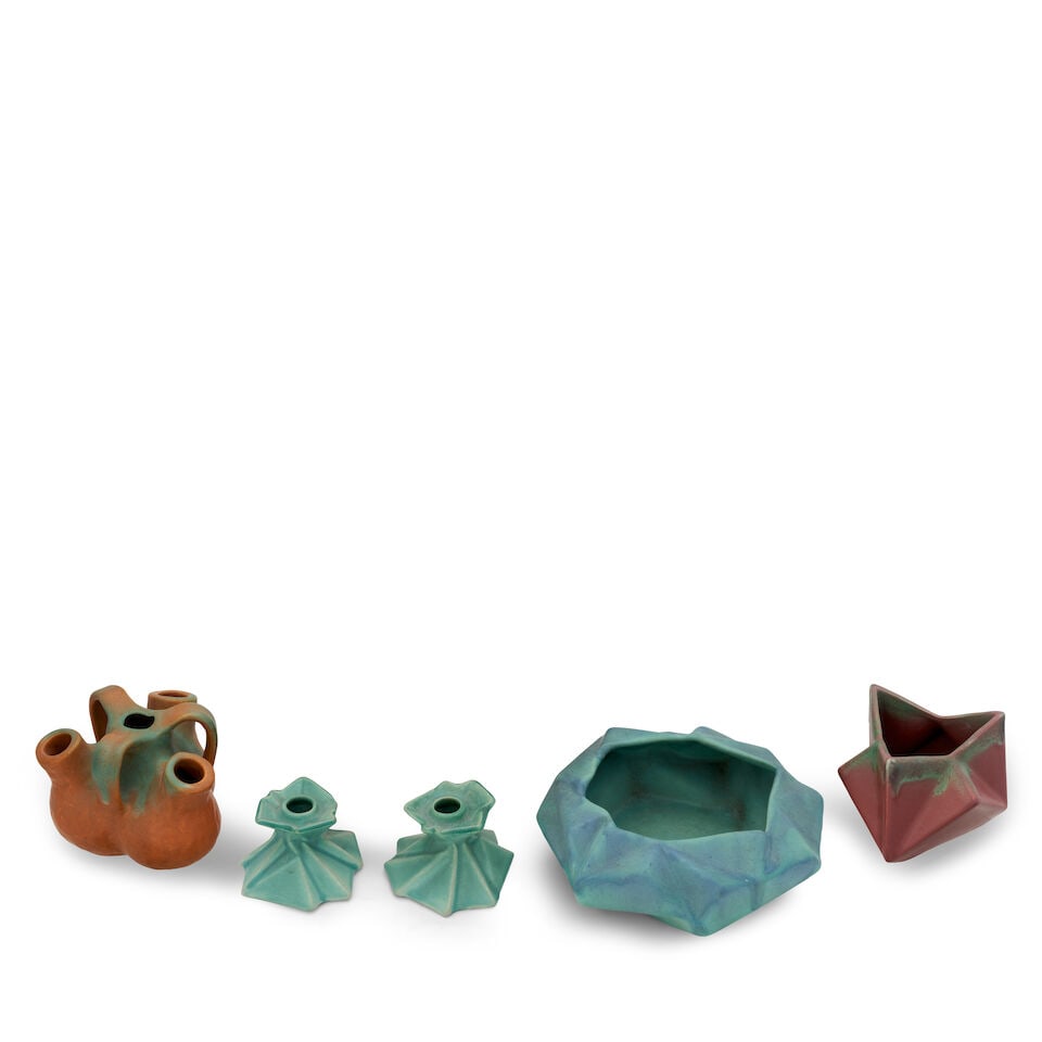 FIVE REUBEN HALEY (1872-1933) FOR MUNCIE POTTERY 'RUBA ROMBIC' AND 'AORTA' TABLE ITEMS Muncie, I... - 3
