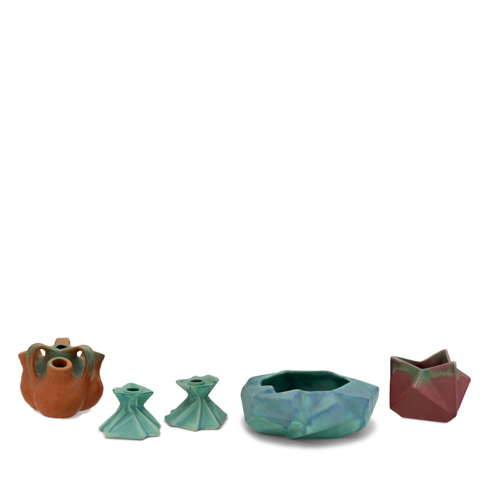 FIVE REUBEN HALEY (1872-1933) FOR MUNCIE POTTERY 'RUBA ROMBIC' AND 'AORTA' TABLE ITEMS Muncie, I... - 4