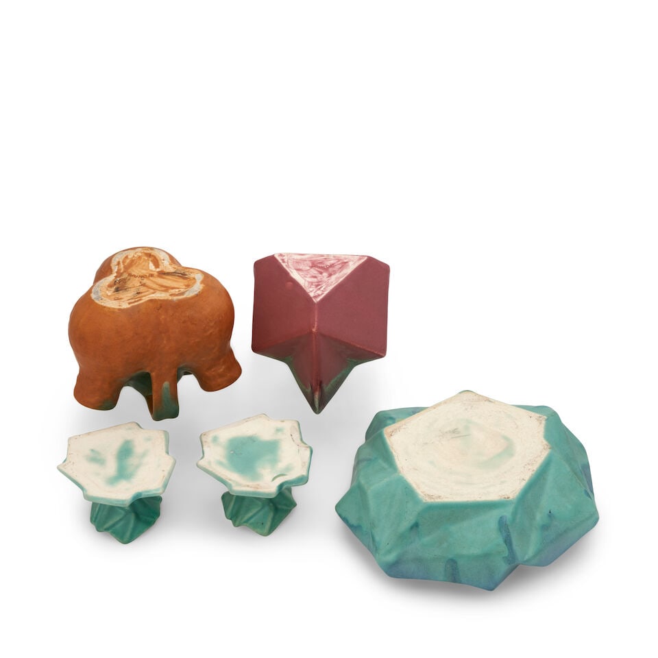 FIVE REUBEN HALEY (1872-1933) FOR MUNCIE POTTERY 'RUBA ROMBIC' AND 'AORTA' TABLE ITEMS Muncie, I... - 6