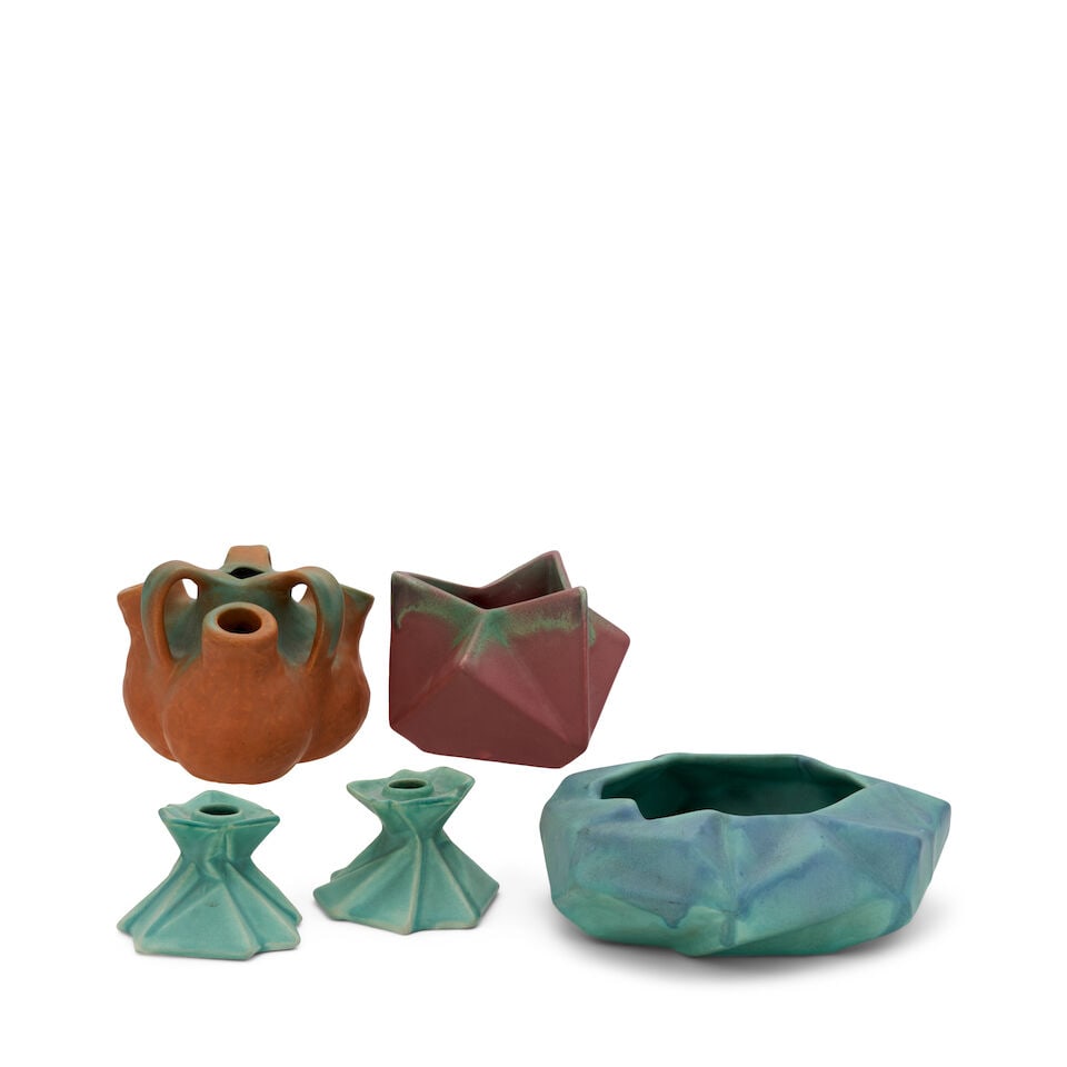 FIVE REUBEN HALEY (1872-1933) FOR MUNCIE POTTERY 'RUBA ROMBIC' AND 'AORTA' TABLE ITEMS Muncie, I... - 7