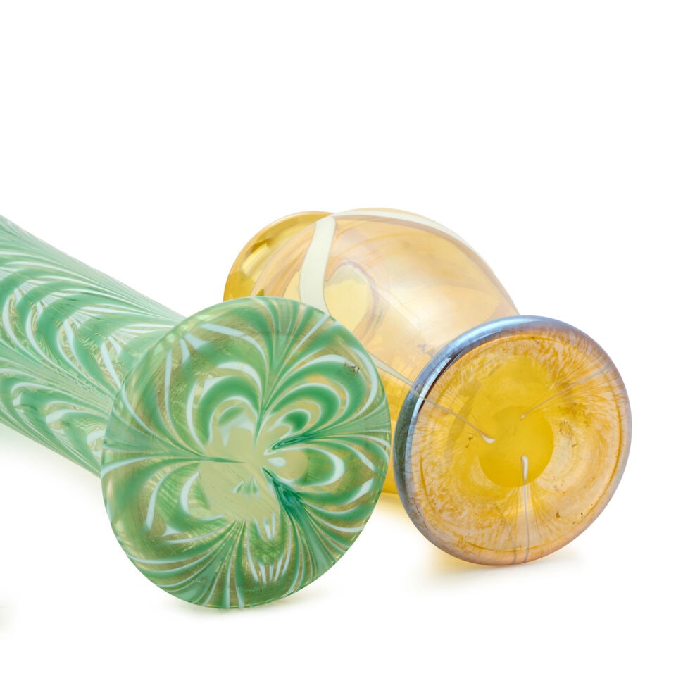 TWO VICTOR DURAND JR. (1870-1931) VASES WITH PULLED DECORATION Millville, New Jersey, circa 1925... - 2