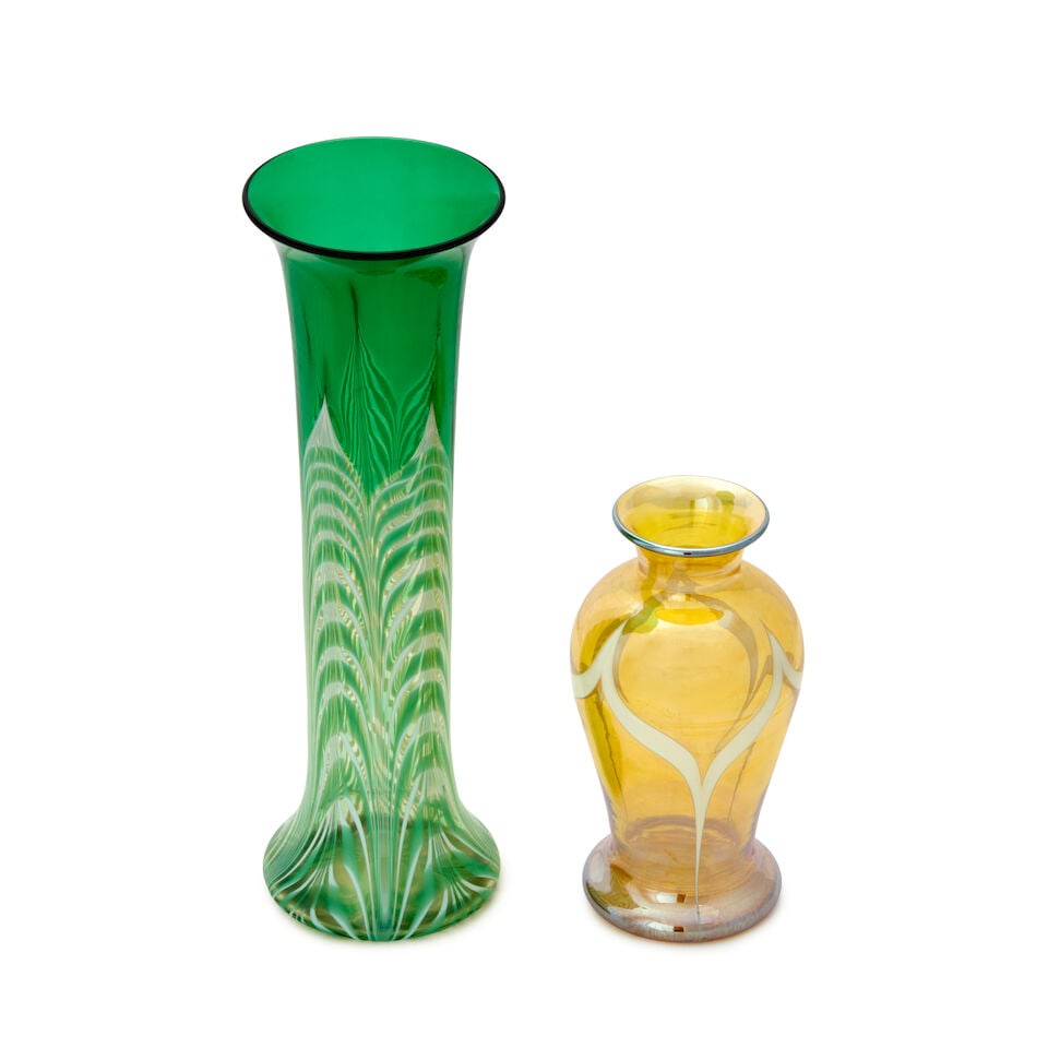 TWO VICTOR DURAND JR. (1870-1931) VASES WITH PULLED DECORATION Millville, New Jersey, circa 1925... - 3