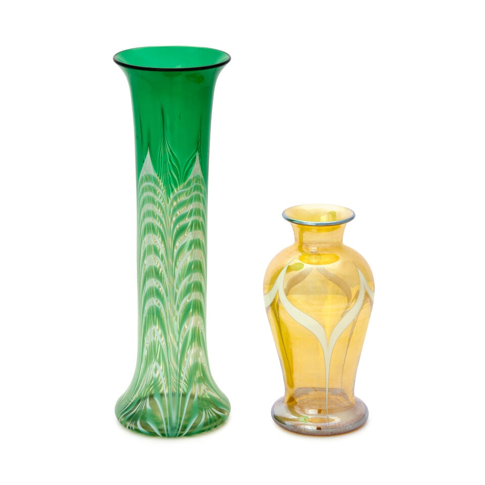 TWO VICTOR DURAND JR. (1870-1931) VASES WITH PULLED DECORATION Millville, New Jersey, circa 1925... - 4