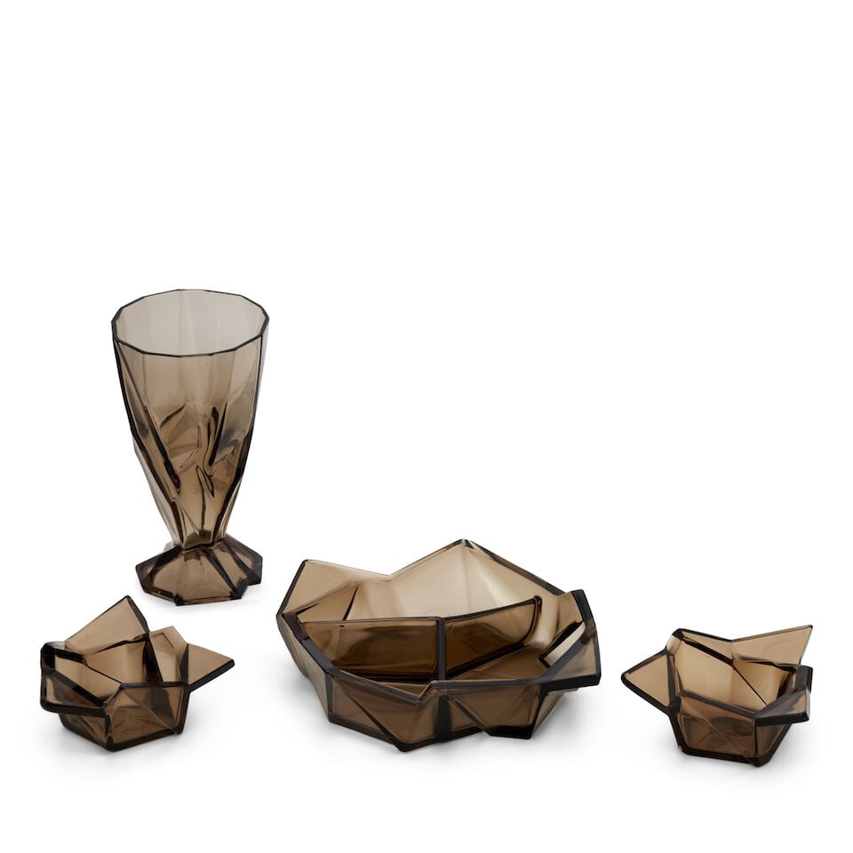 FOUR REUBEN HALEY (1972-1933) FOR CONSOLIDATED LAMP AND GLASS CO. 'RUBA ROMBIC' VESSELS Coraopol... (1 of 7)