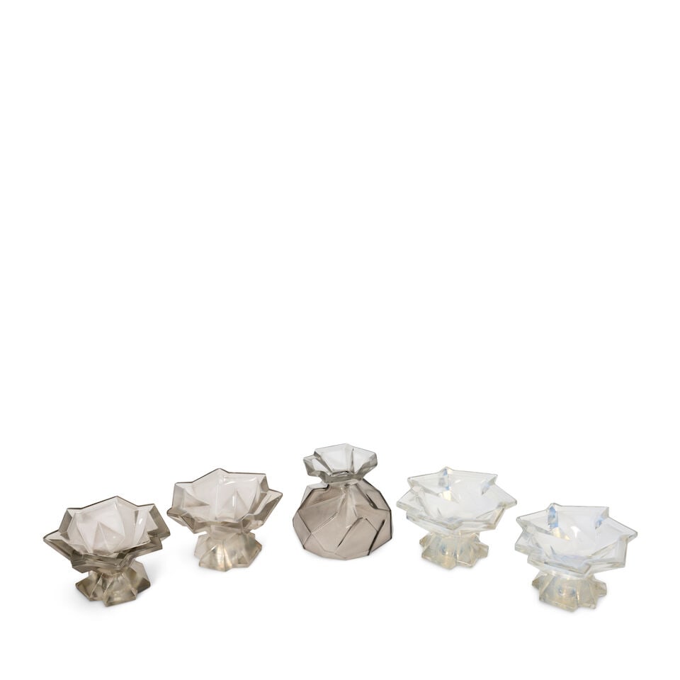TWO PAIRS OF REUBEN HALEY (1872-1933) FOR CONSOLIDATED LAMP AND GLASS CO. 'RUBA ROMBIC' CANDLEST... - 2
