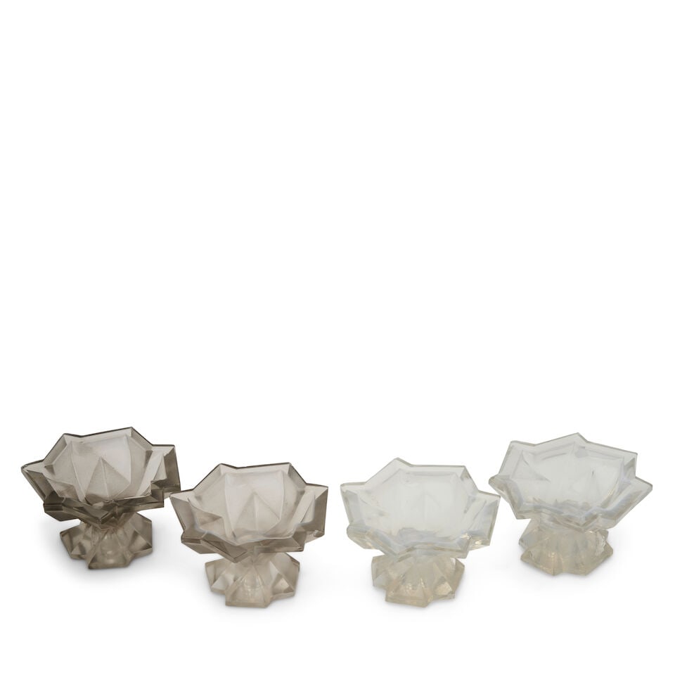 TWO PAIRS OF REUBEN HALEY (1872-1933) FOR CONSOLIDATED LAMP AND GLASS CO. 'RUBA ROMBIC' CANDLEST... - 4
