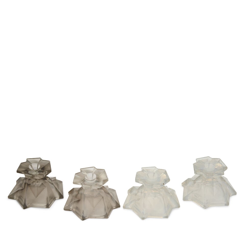 TWO PAIRS OF REUBEN HALEY (1872-1933) FOR CONSOLIDATED LAMP AND GLASS CO. 'RUBA ROMBIC' CANDLEST... - 5