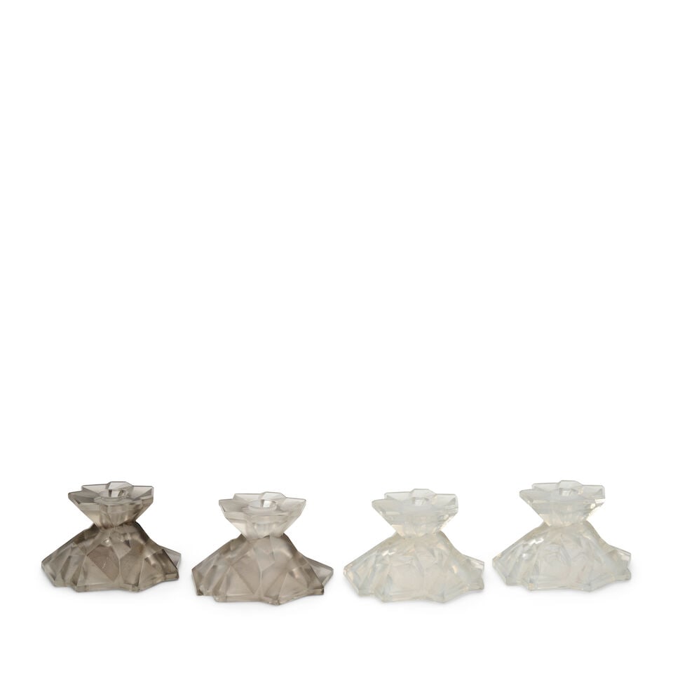TWO PAIRS OF REUBEN HALEY (1872-1933) FOR CONSOLIDATED LAMP AND GLASS CO. 'RUBA ROMBIC' CANDLEST... - 6