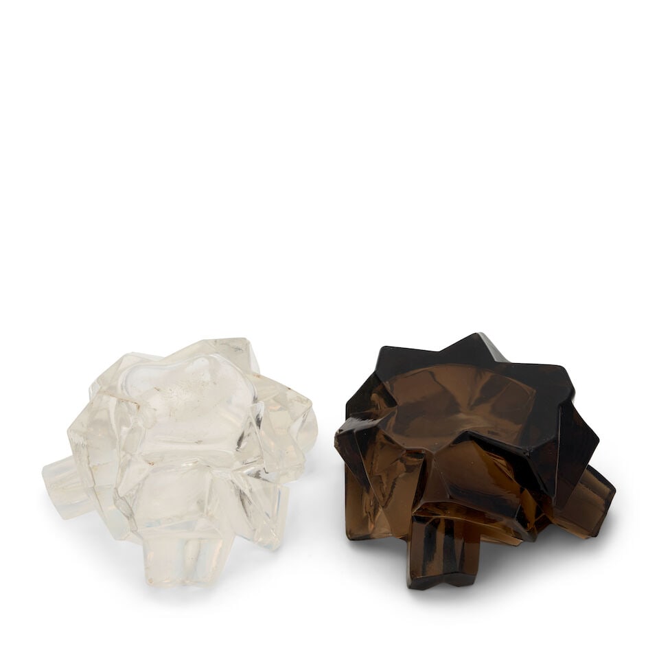 TWO REUBEN HALEY (1872-1933) FOR CONSOLIDATED LAMP AND GLASS CO. 'RUBA ROMBIC' ASHTRAYS Coraopol... - 2